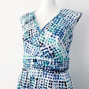 Calvin Klein Cool Tone teal Polka Dot Sleeveless Fit & Flare Dress Women’s XSM